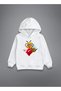 Okulu Arı Printed White Children's Hooded Sweatshirt