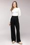 Black Women's High Waist Stretch Fabric Palazzo Pants - Velcro - 4