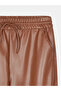 72230 Elastic Waist Faux Leather Trousers - Caramel - 7
