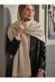 Ucu Çoban Stitched Soft Knitwear Long Beige Shawl 43X220 cm - 3