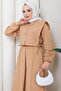 Bolero Elastic Waist Hijab Dress Camel Hm262756 - 3
