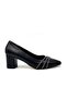Stone Piped Detail Heeled Women's Shoes Black - 4