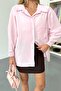 Women's Long Sleeve Single Pocket Loose Shirt Pink - 26Y 2131 - 2