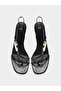 Black Strappy Sandals with Gold Detail - 5