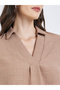 Women Beige Longline Shirt with 3/4 Sleeves - 4