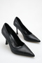Black Skin Stiletto Heeled Shoes - 4