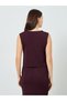 Women Burgundy Sleeveless Waistcoat - 4