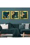 Shiny Gold Butterflies 3 Piece Gold Plexi Mirrored Framed Painting