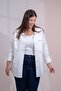 Plus Size Women's Pocket Zipper Shirt White - 3