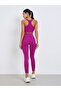 Women Rib Textured Racerback Bra and Leggings Set - 5