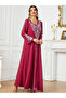 Women Embroidered V Neck Jalabiya with Hijab - 5