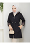 Leopard Print Inside Detail K Hooded Elastic Waist Trench Coat Mde905010 - 5