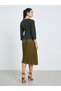 Women Olive Pleated Detail A-Line Midi Dress - 5