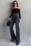 Smoked Wide Leg Women's Trousers Sh351 - 4