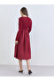 Women Maroon Belted A-Line Midi Dress - 3