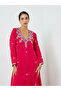 Women Pink Embroidered A-Line Jalabiya - 2