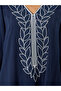 Women Navy Blue Embroidered A-line Jalabiya - 4