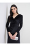 Women Black Velvet Wrap Maxi Dress