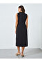 Women Black Sleeveless Shift Midi Dress - 5