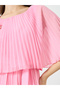 Women Pink Cape Sleeve Pleated Detail Maxi Dress - 3