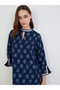 Women Navy Blue Floral Print Jalabiya - 3