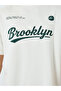 Men White Brooklyn Graphic T-Shirt and Green Shorts Co-Ords - 3