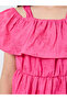 Girls Pink Embroidered Cold Shoulder Dress - 3