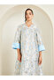 Women Blue Floral Jacquard A-Line Jalabiya - 2