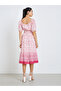 Women Pink Printed Ruched A-Line Midi Dress - 6