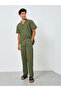 Men Textured Olive Green Shirt and Pants Co-Ords - 2