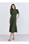 Women Olive Green A-Line Midi Dress - 3