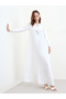 Women White Tie-Up Neck Jalabiya - 2