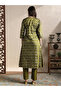 Women Olive V-Neck Floral Foil Print Kurta with Pants Set - 3