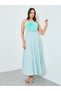 Women Turquoise Big Flower Detail Sleeveless Maxi Dress - 3