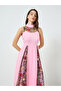 Women Pink Contrast Mesh Sleeveless Midi Dress - 2