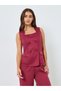 Women Burgundy Sleeveless Wide Leg Jumpsuit - 2
