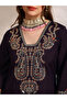 Women Purple Zari Embroidered Kurta with Pants Set - 4