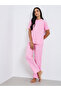 Star Print Round Neck T-Shirt and Pyjama Set