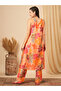 Women Peach Floral Print Kurta with Straight Pants Set - 3