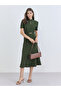 Women Olive Green A-Line Midi Dress - 2
