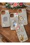 iPhone 11 Pearl Detailed Mirrored Phone Case Pink Rose & Bow Design Stylish - 6