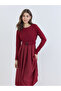 Women Maroon Belted A-Line Midi Dress - 4