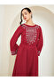 Women Burgundy Embellished Jalabiya - 2