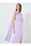 Women Lilac Strapless Cape Detail Bodycon Maxi Dress - 2