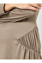 Women Khaki Asymmetrical Shoulder Maxi Dress - 4