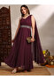 Women Maroon Strappy Embroidered Maxi Dress - 6