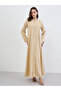 Women Yellow A-Line Jalabiya with Crystal Buttons - 3
