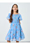Girls Blue Floral Printed Smocked Midi Dress - 2