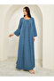Women Teal Pearl Embellished Jalabiya - 3
