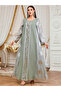 Women Green Floral Jacquard Jalabiya - 6